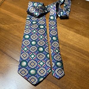 Bass Blue and Gold Geometric Tie